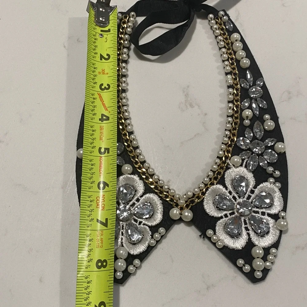 Pearl Rhinestone Bib Collar Necklace Statement Costume Jewelry - Picture 12 of 12